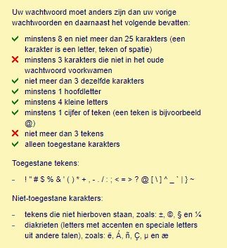 Dutch Tax Authorities (Belastingdienst) bad password rule screenshot