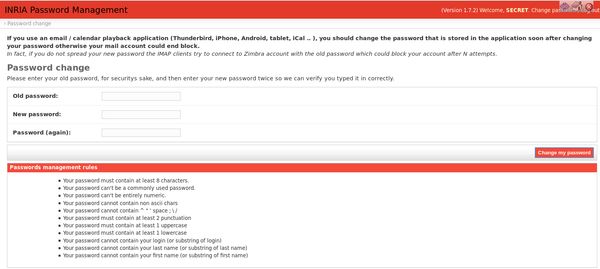 Inria bad password rule screenshot
