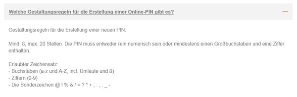 Sparda-Bank bad password rule screenshot