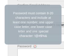My Prepaid Center bad password rule screenshot
