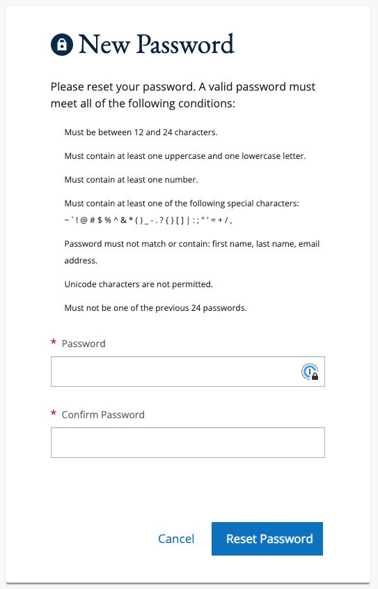 United States Department of State MyTravel.State.Gov bad password rule screenshot