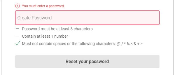 Liberty Mutual bad password rule screenshot