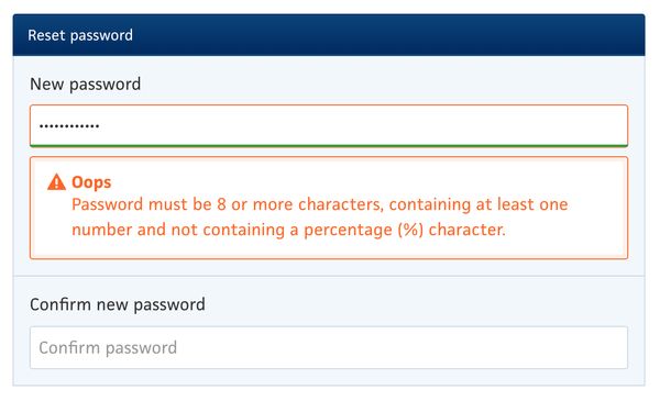 Admiral bad password rule screenshot