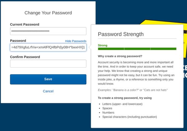 Best Buy bad password rule screenshot