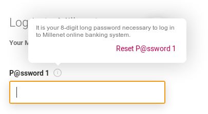Bank Millennium bad password rule screenshot