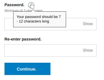 Three bad password rule screenshot